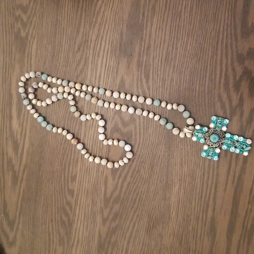 Cross (hinged) on glass 18" beads